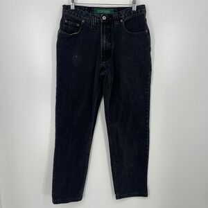 Evergreen Mens Loose Straight Leg Black Jeans W32 Regular Made in USA Vtg